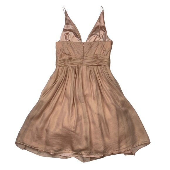 Aidan Mattox V-Neck Dress 4 Champagne Pink Mini Silk - Picture 11 of 12